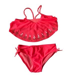 Girl’s CAT & JACK Pink Orange Seashell Swimsuit